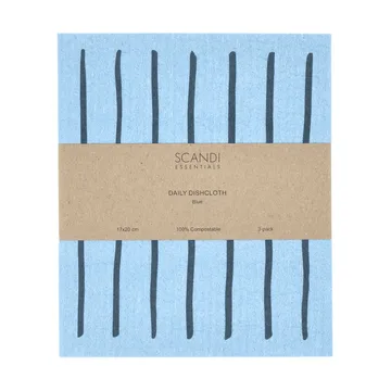 Daily ściereczka do naczyń z wzorem - Niebieski, 3-pack - Scandi Essentials