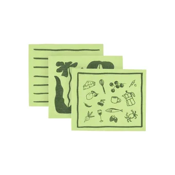 Daily ściereczka do naczyń z wzorem - Zielony, 3‑pak - Scandi Essentials