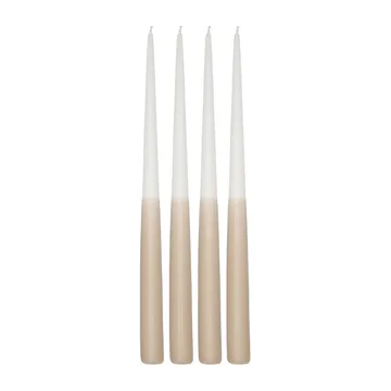 Dwukolorowa świeca Affinity, 32 cm, 4-pak - Biały-sand - Scandi Essentials