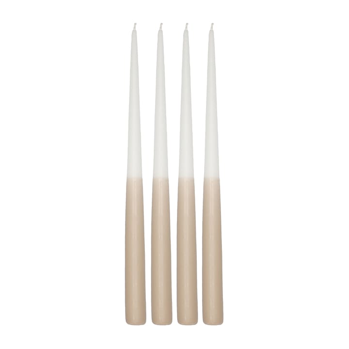 Dwukolorowa świeca Affinity, 32 cm, 4-pak - Biały-sand - Scandi Essentials