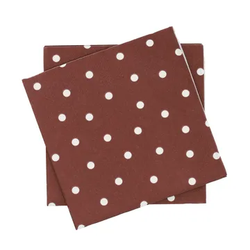 Fine dots serwetki papierowe - Bordowo-biały, 20‑pak, 33x33 cm - Scandi Essentials