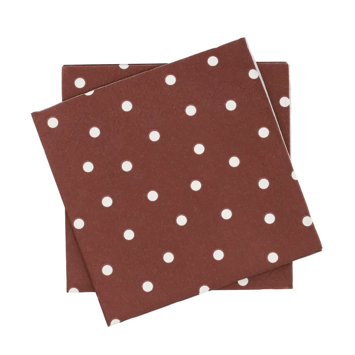 Fine dots serwetki papierowe - Bordowo-biały, 20‑pak, 33x33 cm - Scandi Essentials