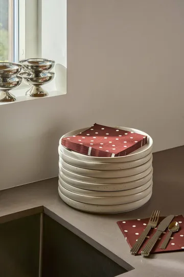 Fine dots serwetki papierowe - Bordowo-biały, 20‑pak, 33x33 cm - Scandi Essentials