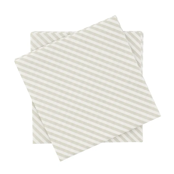 Papierowa serwetka w drobne paski - Biało-beżowe, 20‑pak, 33x33 cm - Scandi Essentials