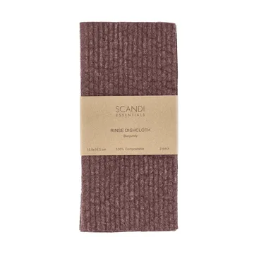 Rinse ściereczka do naczyń - Burgundy, 2‑pack - Scandi Essentials