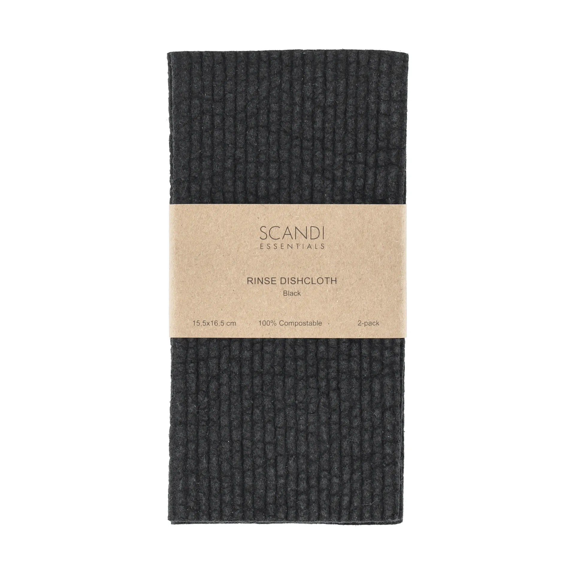 Rinse ściereczka do naczyń, Czarny, 2‑pak Scandi Essentials