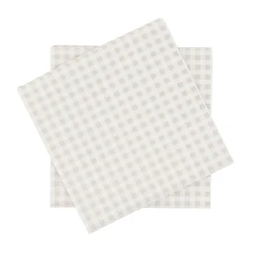 Serwetka papierowa w drobną kratkę - Biało-beżowe, 20‑pak, 33x33 cm - Scandi Essentials
