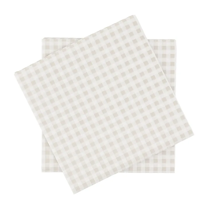 Serwetka papierowa w drobną kratkę - Biało-beżowe, 20‑pak, 33x33 cm - Scandi Essentials