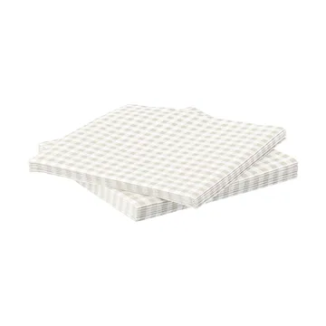 Serwetka papierowa w drobną kratkę - Biało-beżowe, 20‑pak, 33x33 cm - Scandi Essentials