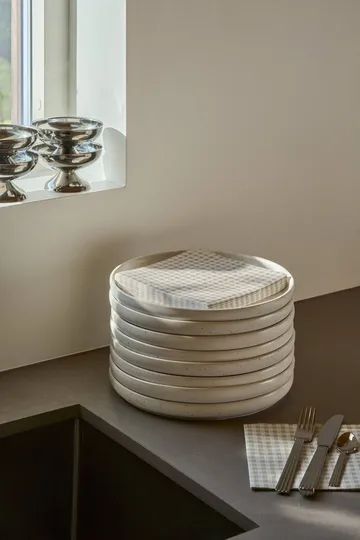 Serwetka papierowa w drobną kratkę - Biało-beżowe, 20‑pak, 33x33 cm - Scandi Essentials