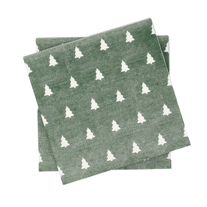 Serwetki Linen Trees 33x33 cm 20 szt. - Green-white - Scandi Essentials
