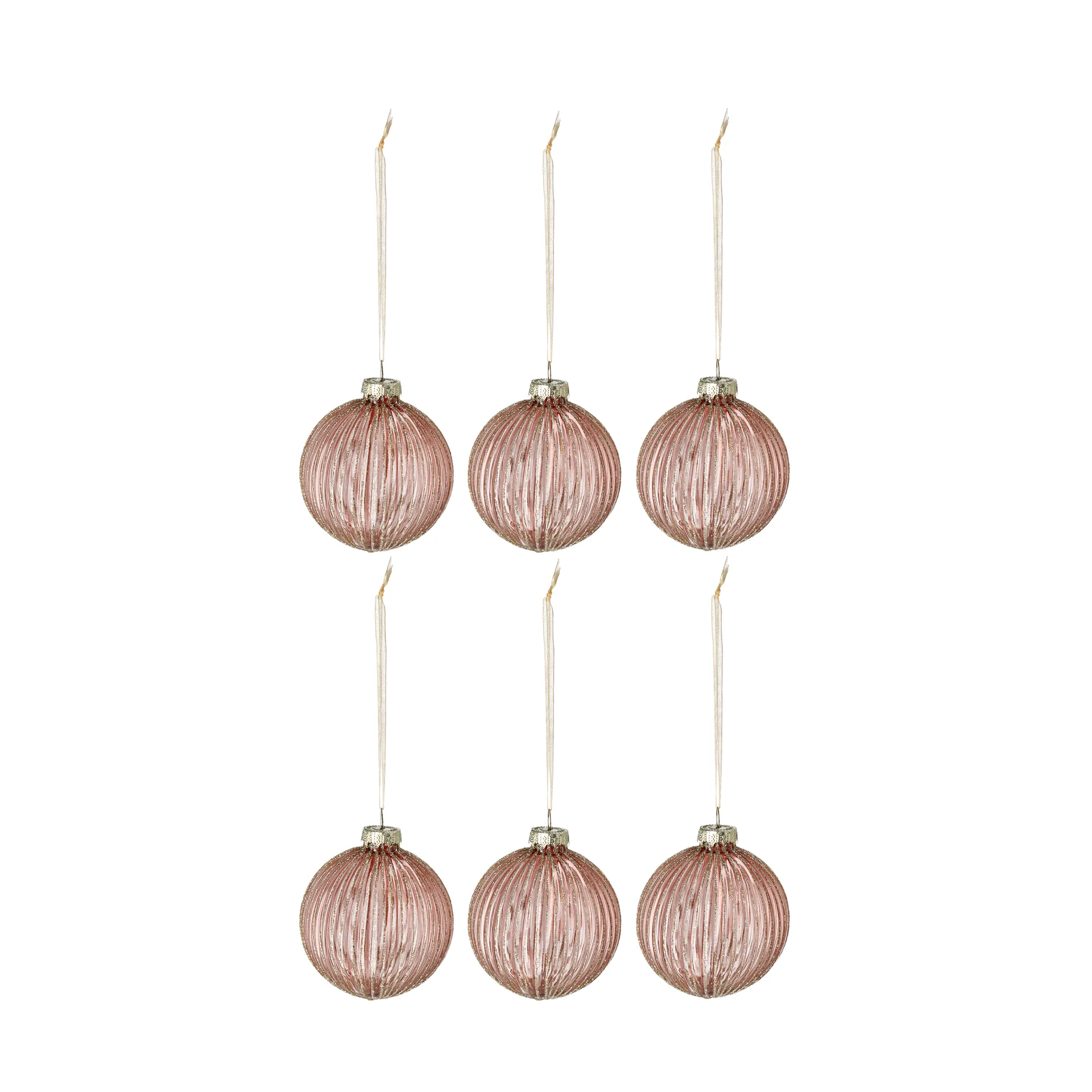 Bombki świąteczne Holiday 6-pak, Rose gold Scandi Living