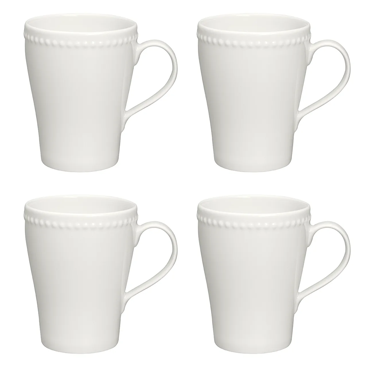 Dots kubek 350 ml, zestaw 4 sztuk, Biały krem Scandi Living