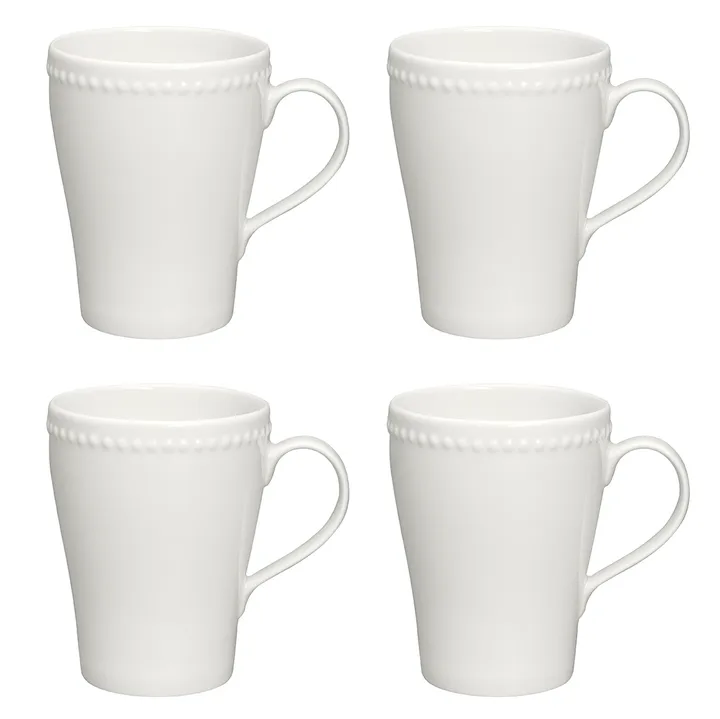 Dots kubek 350 ml, zestaw 4 sztuk - Biały krem - Scandi Living
