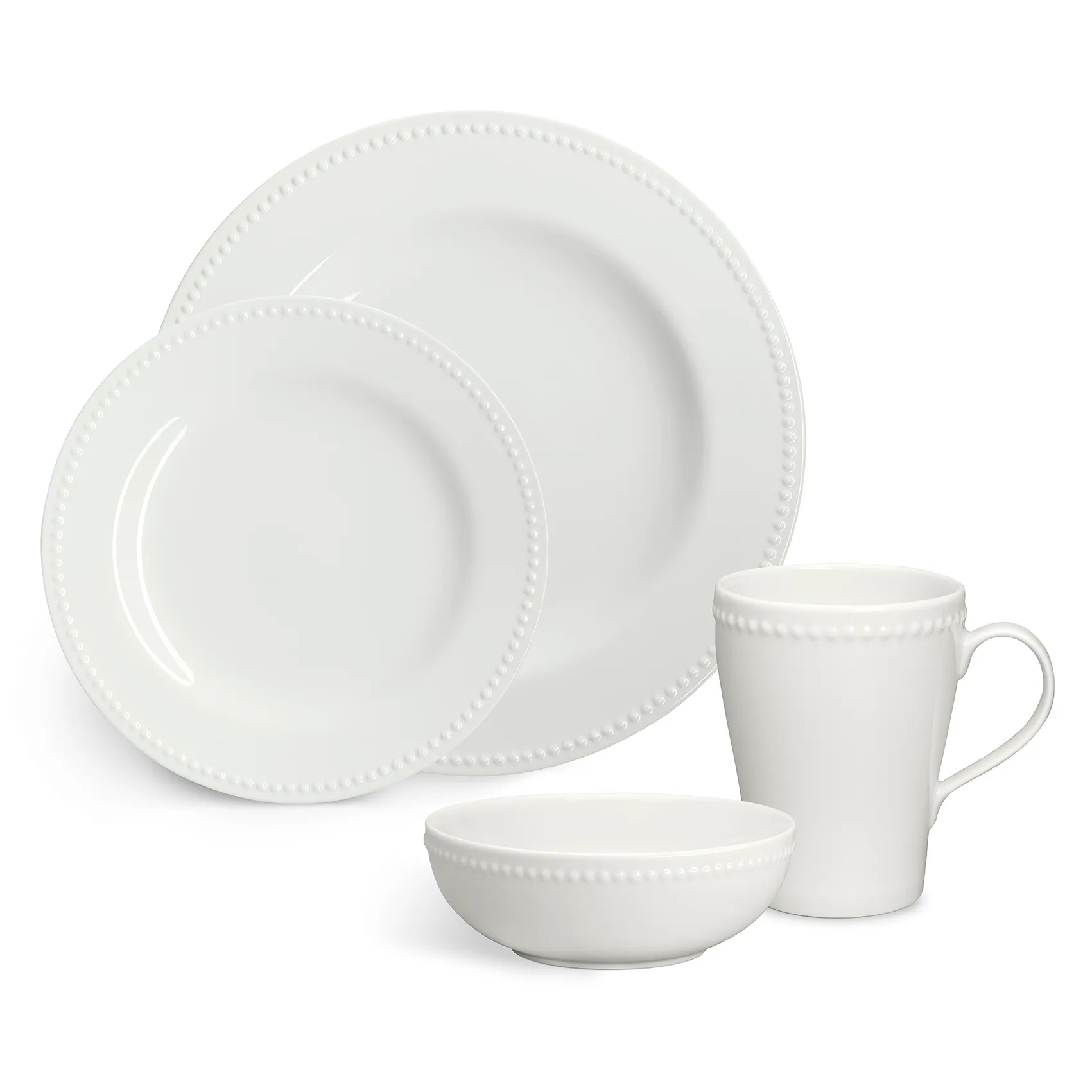 Dots kubek 350 ml, zestaw 4 sztuk, Biały krem Scandi Living
