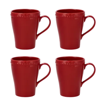 Dots kubek 350 ml, zestaw 4 sztuk - Czerwony - Scandi Living