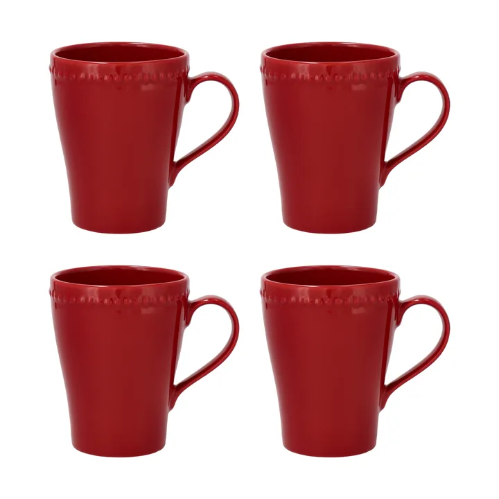 Dots kubek 350 ml, zestaw 4 sztuk - Czerwony - Scandi Living