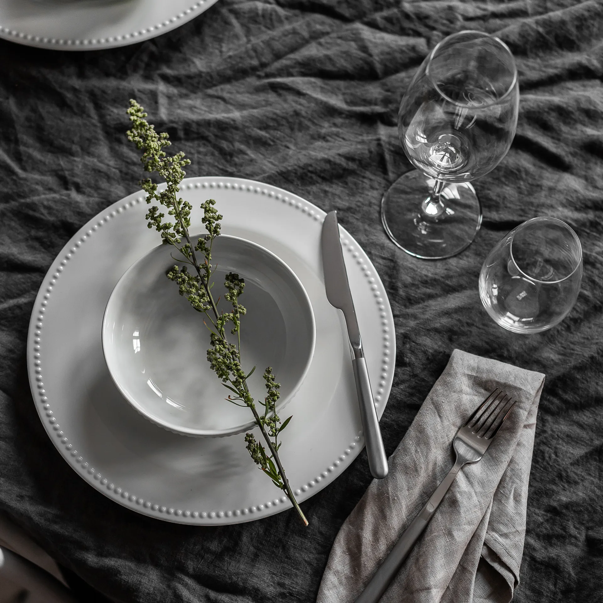 Dots miska śniadaniowa 600 ml, 4‑pak, Biały krem Scandi Living