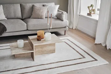 Dywan wełniany Borders - Biało-beżowy 170x240 cm - Scandi Living