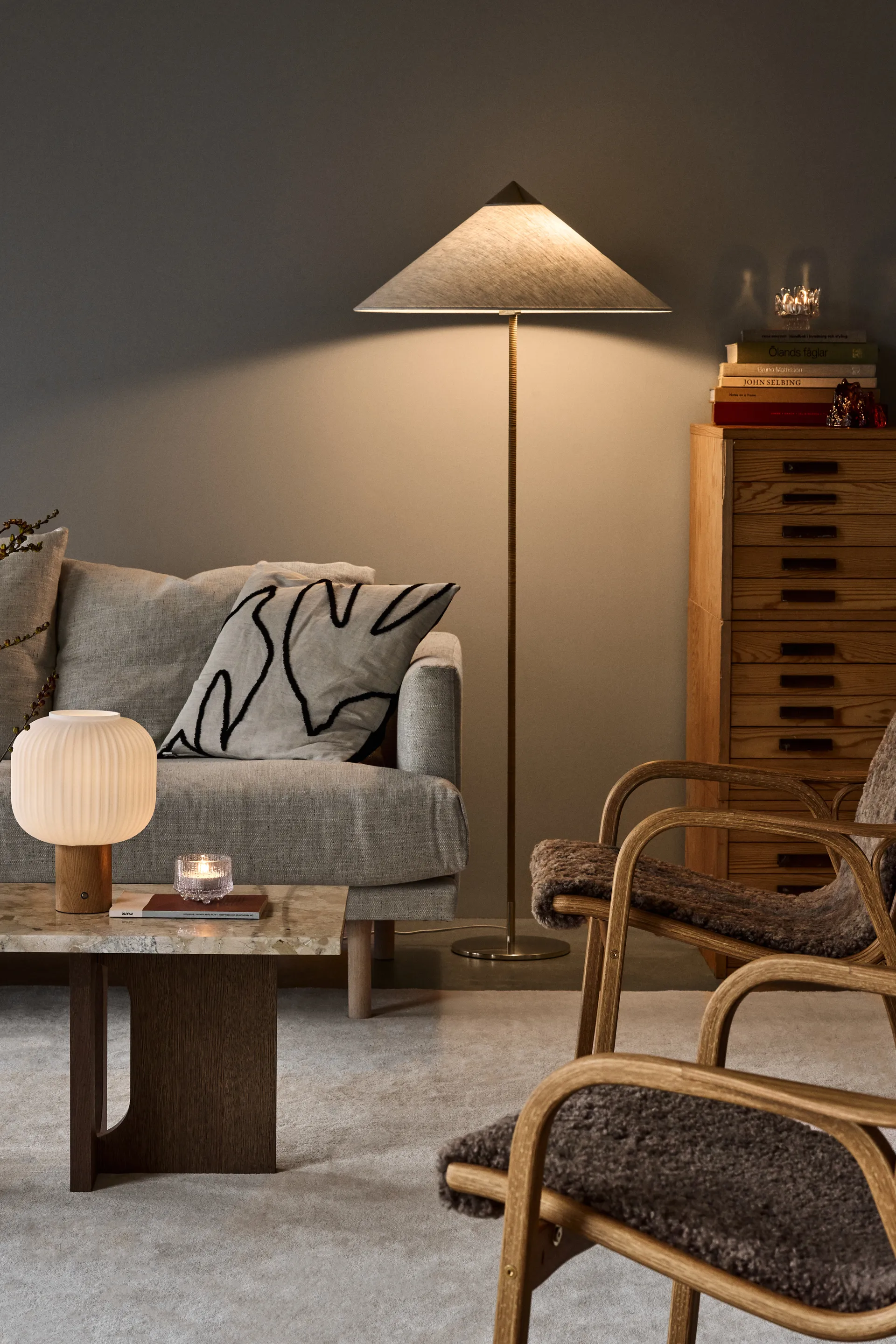 Fair przenośna lampa stołowa, Matowe szkło-jesion  Scandi Living