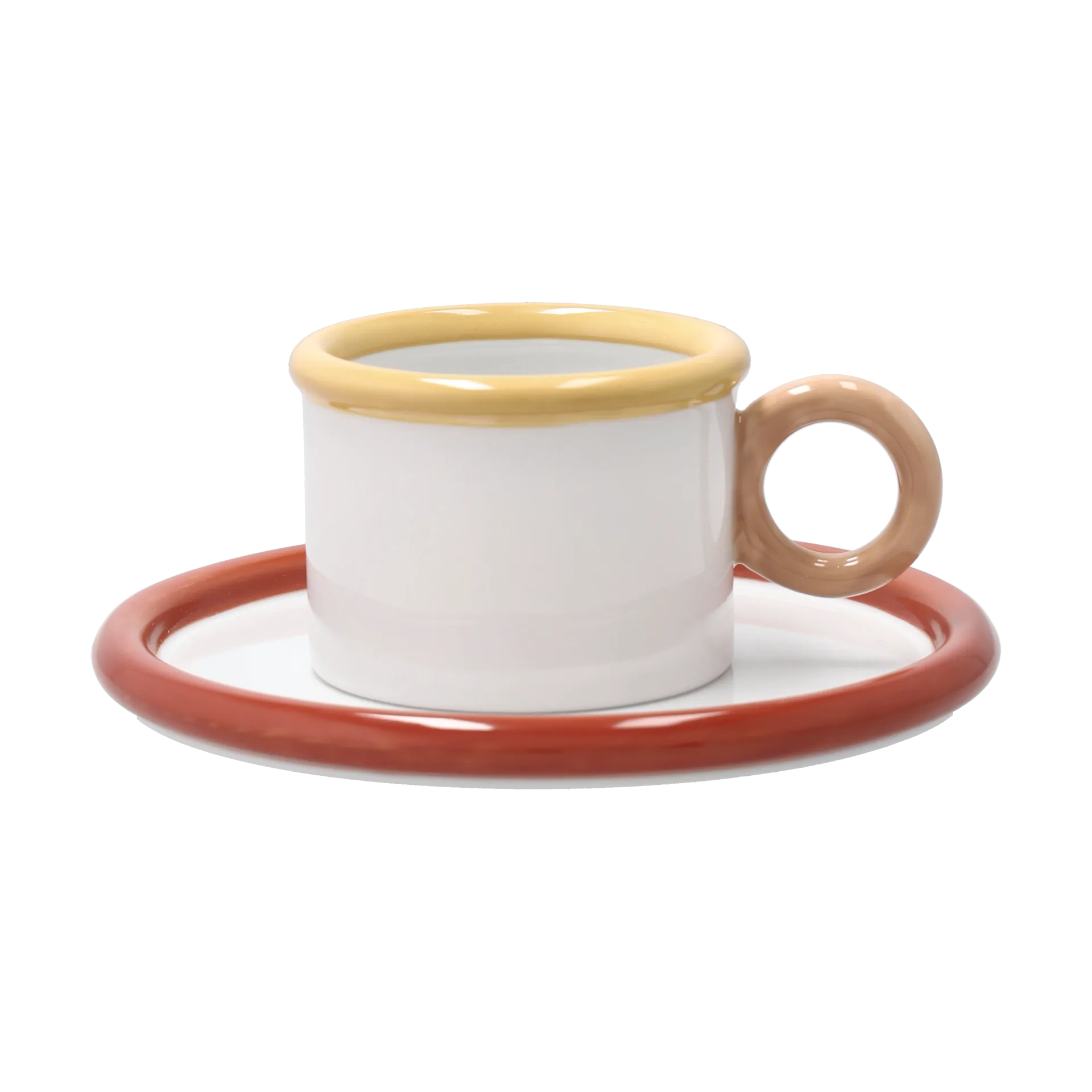 Filiżanka ze spodkiem Chunky, Czerwono-żółta Scandi Living