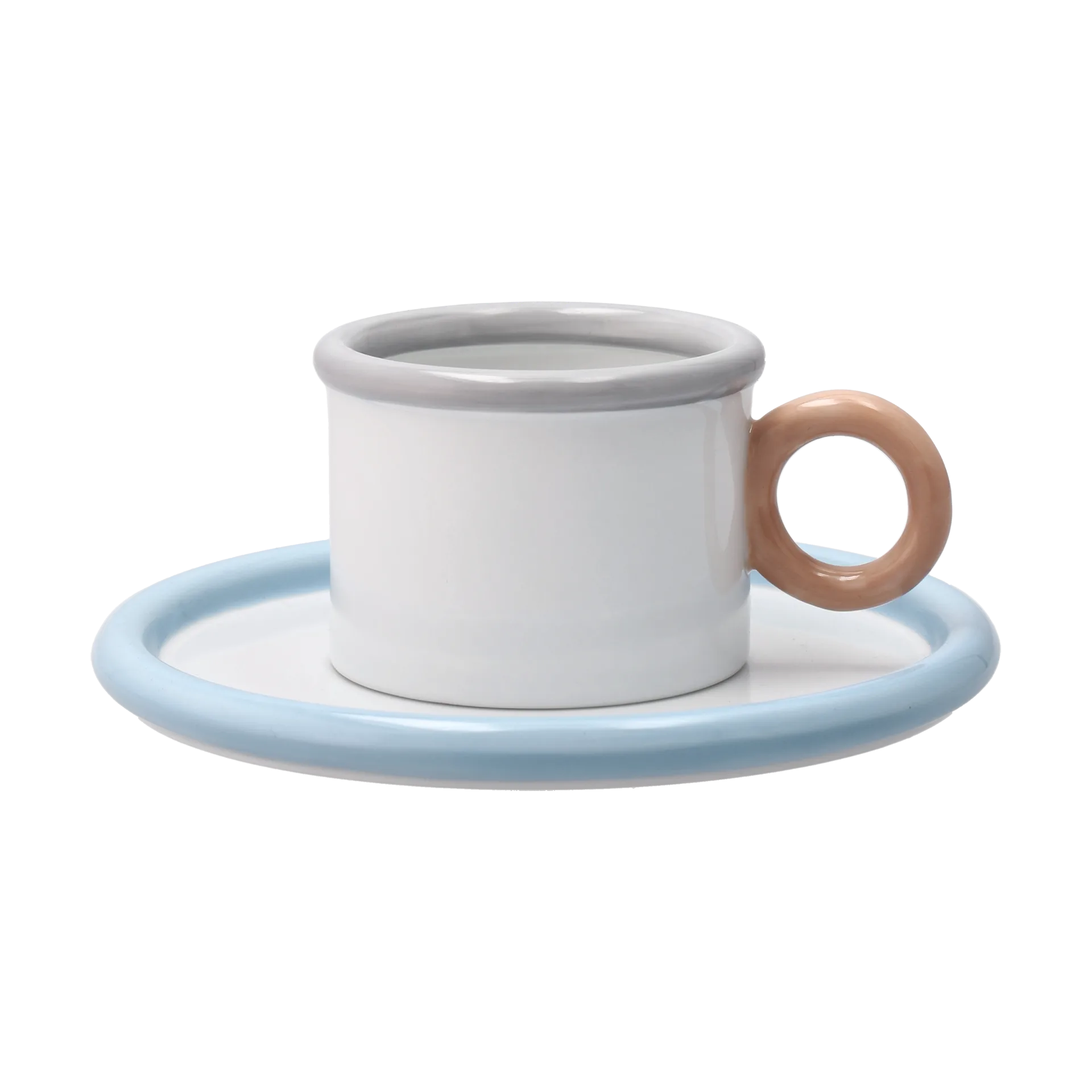 Filiżanka ze spodkiem Chunky, Niebiesko-szara Scandi Living