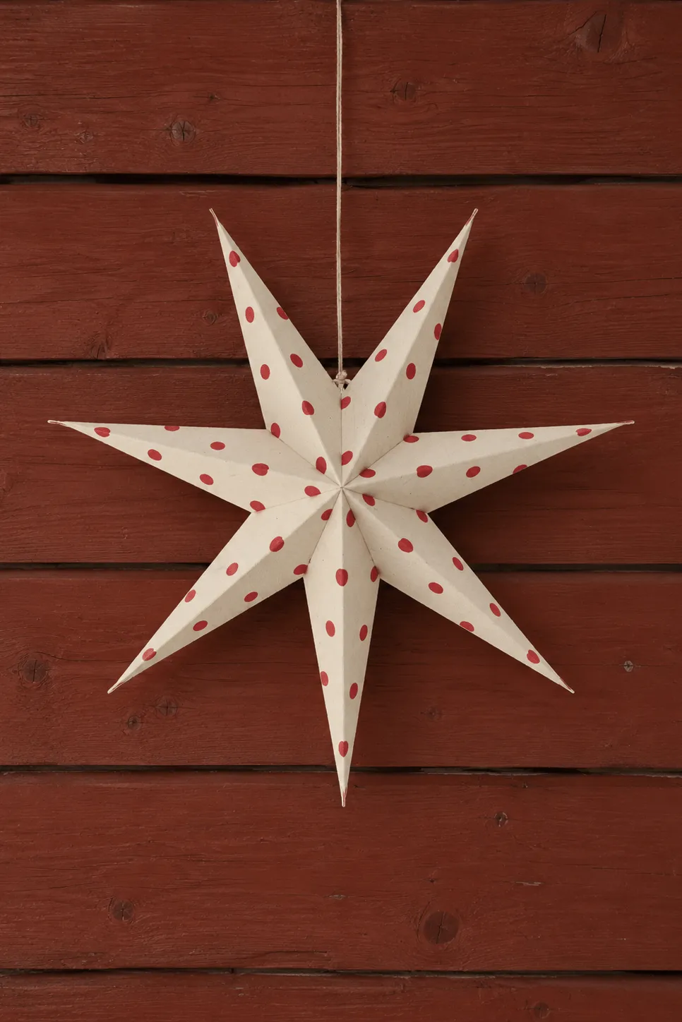 Gwiazda adwentowa Bare biała-czerwone kropki, 60 cm Scandi Living