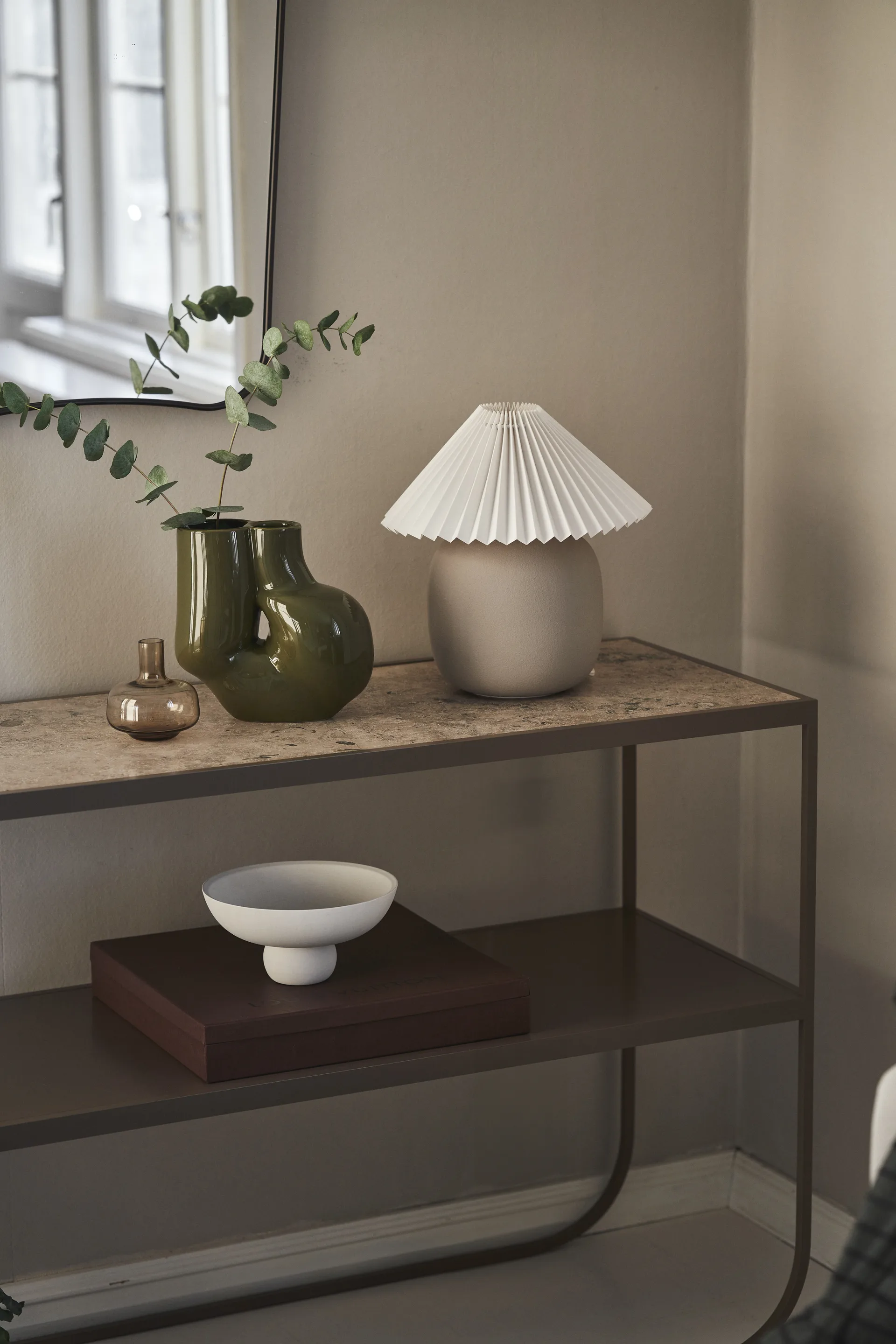 Lampa stołowa Boulder 29 cm grey-pleated white Scandi Living