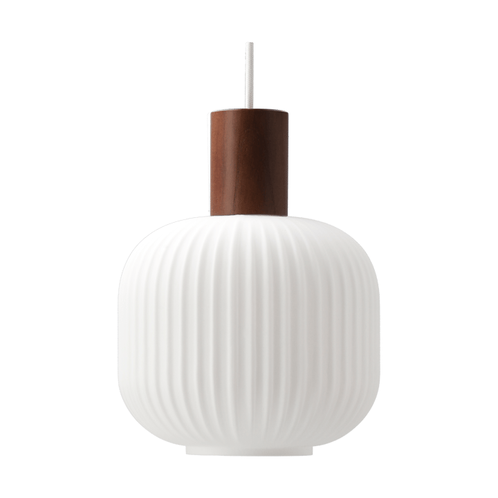 Lampa wisząca Fair Ø20cm - Matowe szkło-ciemno bejcowany jesion - Scandi Living