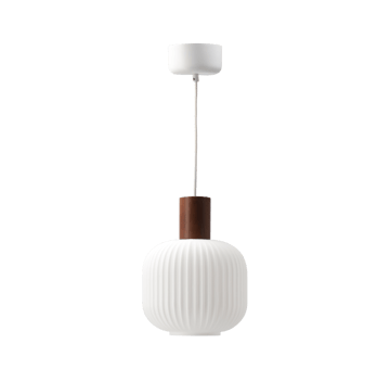 Lampa wisząca Fair Ø20cm - Matowe szkło-ciemno bejcowany jesion - Scandi Living