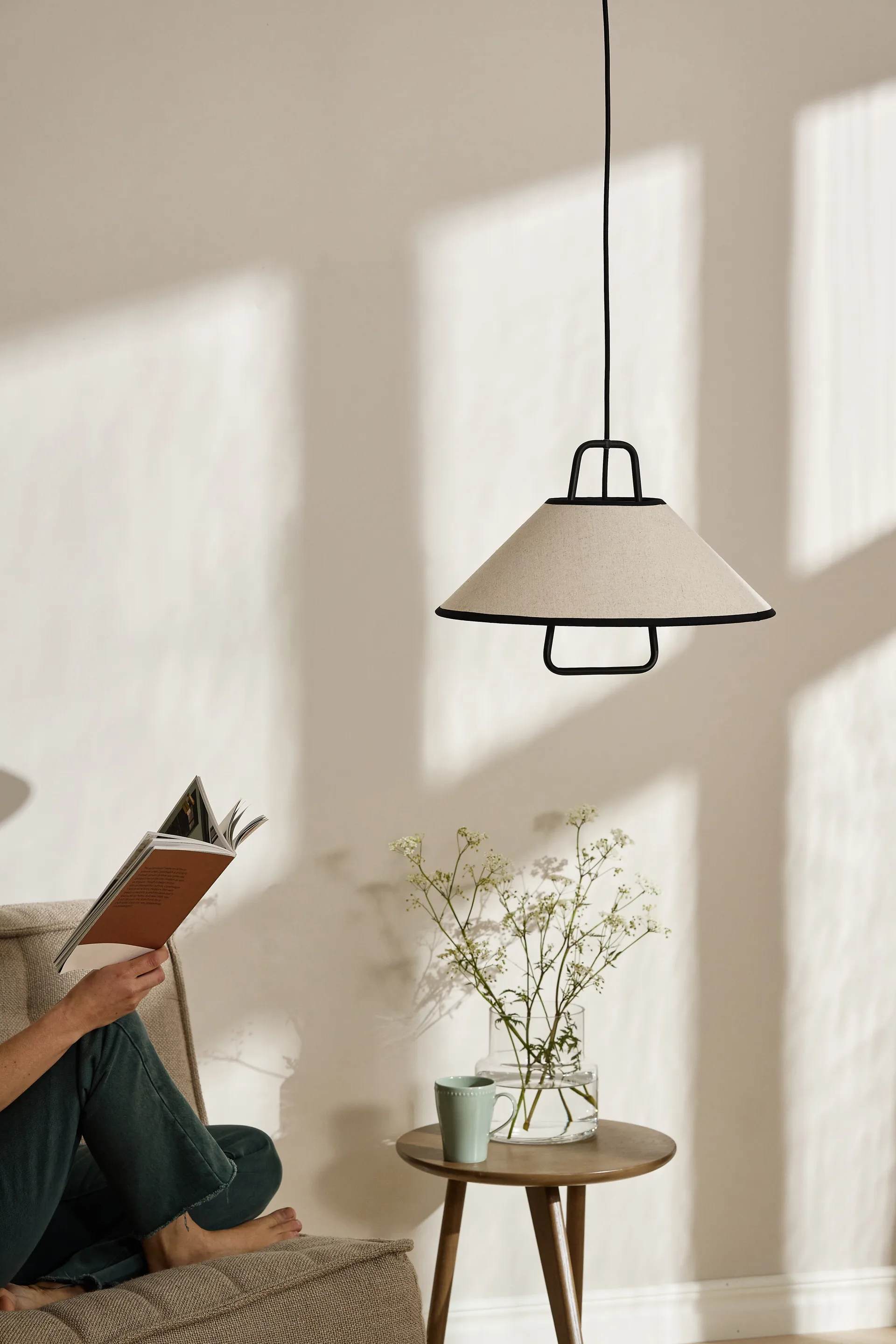 Lampa wisząca Moss Ø42 cm, Beżowa Scandi Living