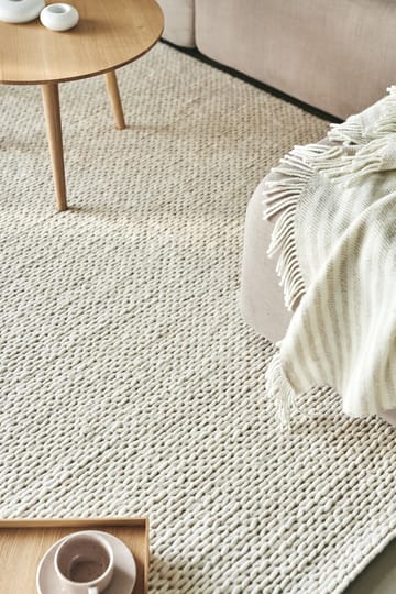 Pleciony dywan wełniany naturalny biały - 170x240 cm - Scandi Living