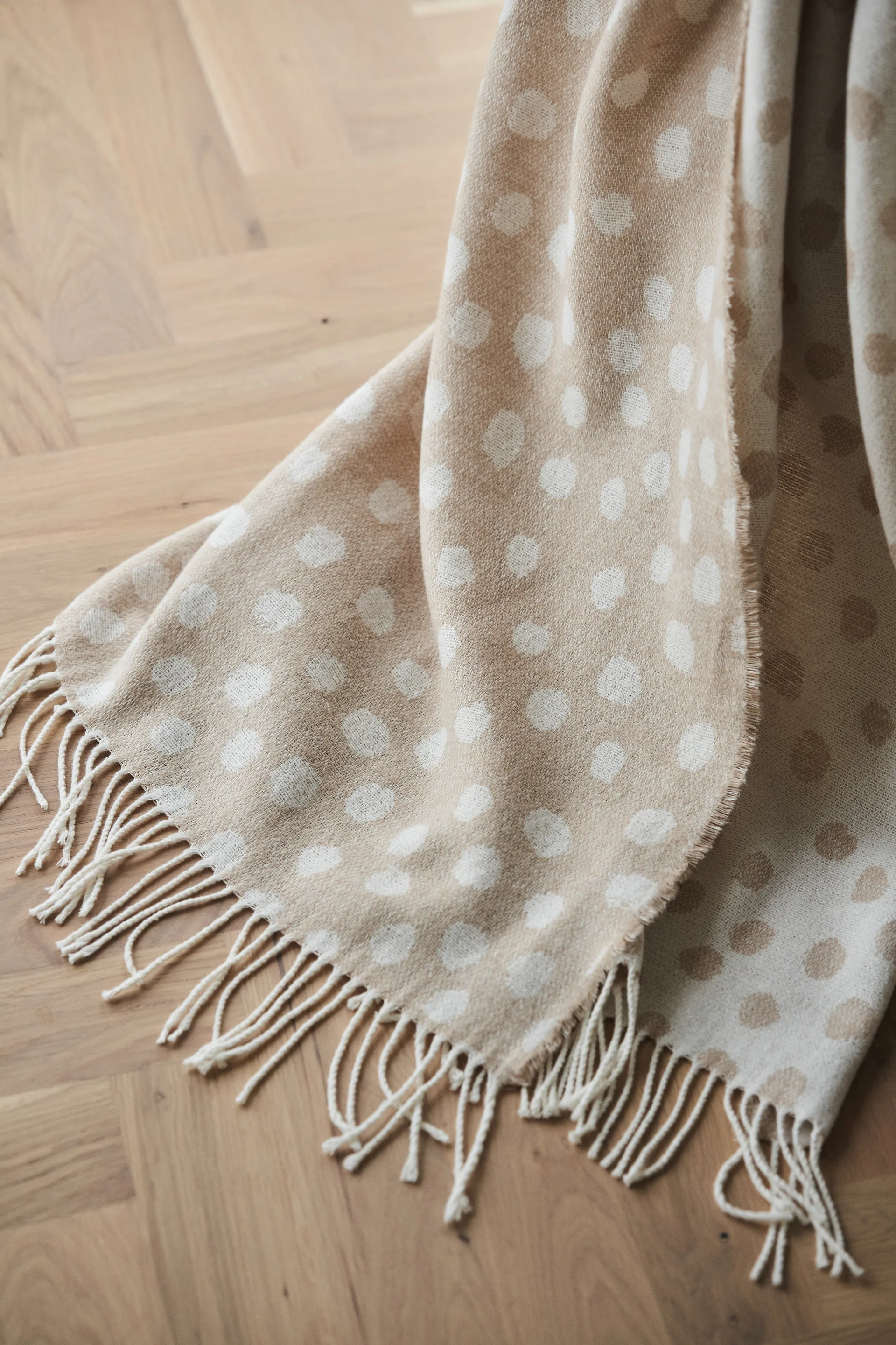 Pled bawełniany Droplets 130x185 cm, Beżowy Scandi Living