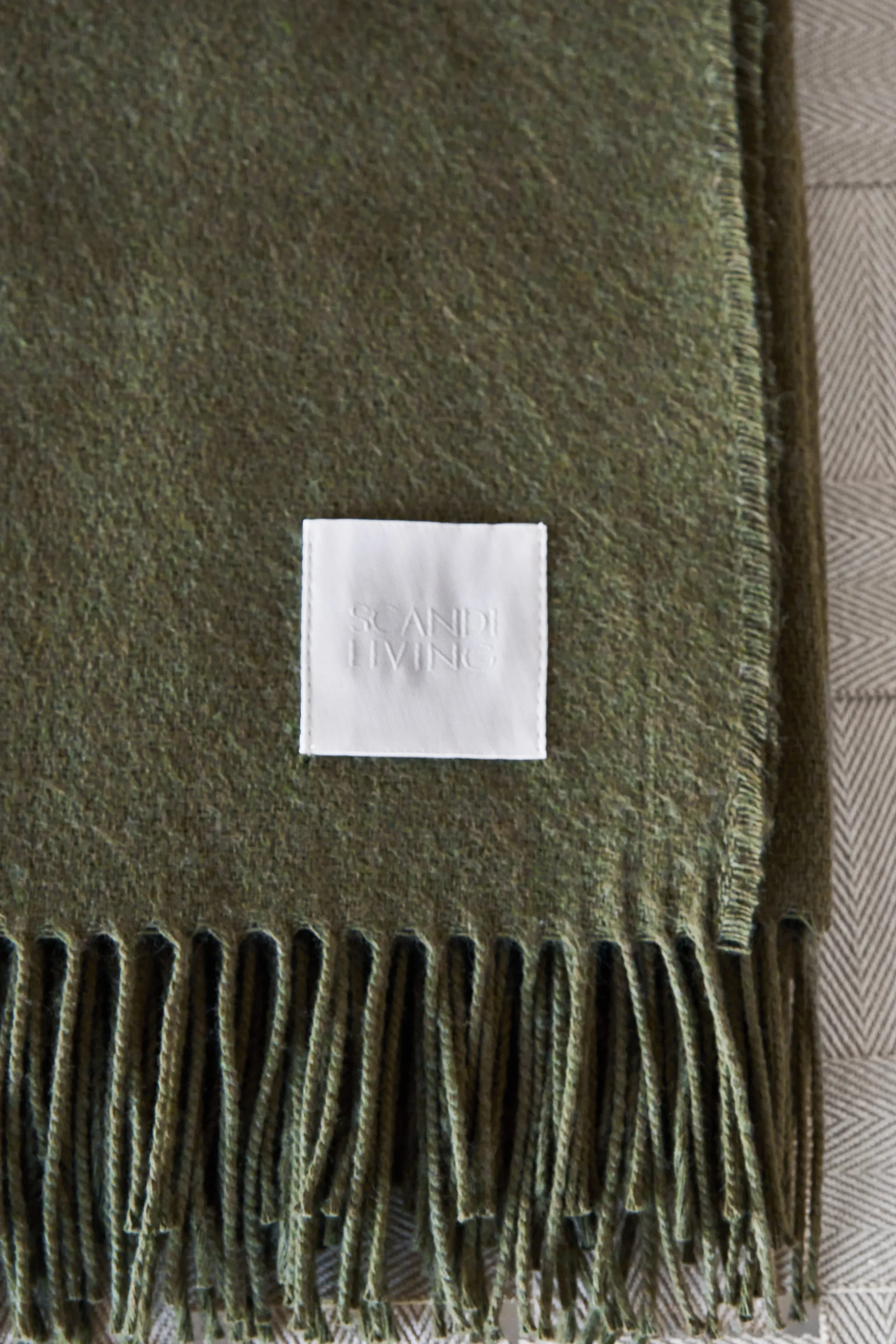 Pled bawełniany Loom 125×170 cm, Khaki Scandi Living