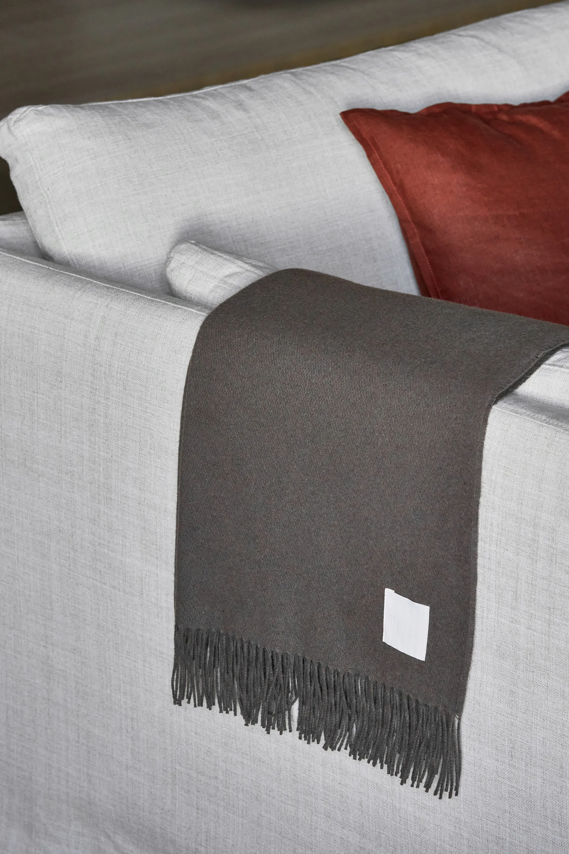 Pled bawełniany Loom 125×170 cm, Taupe Scandi Living