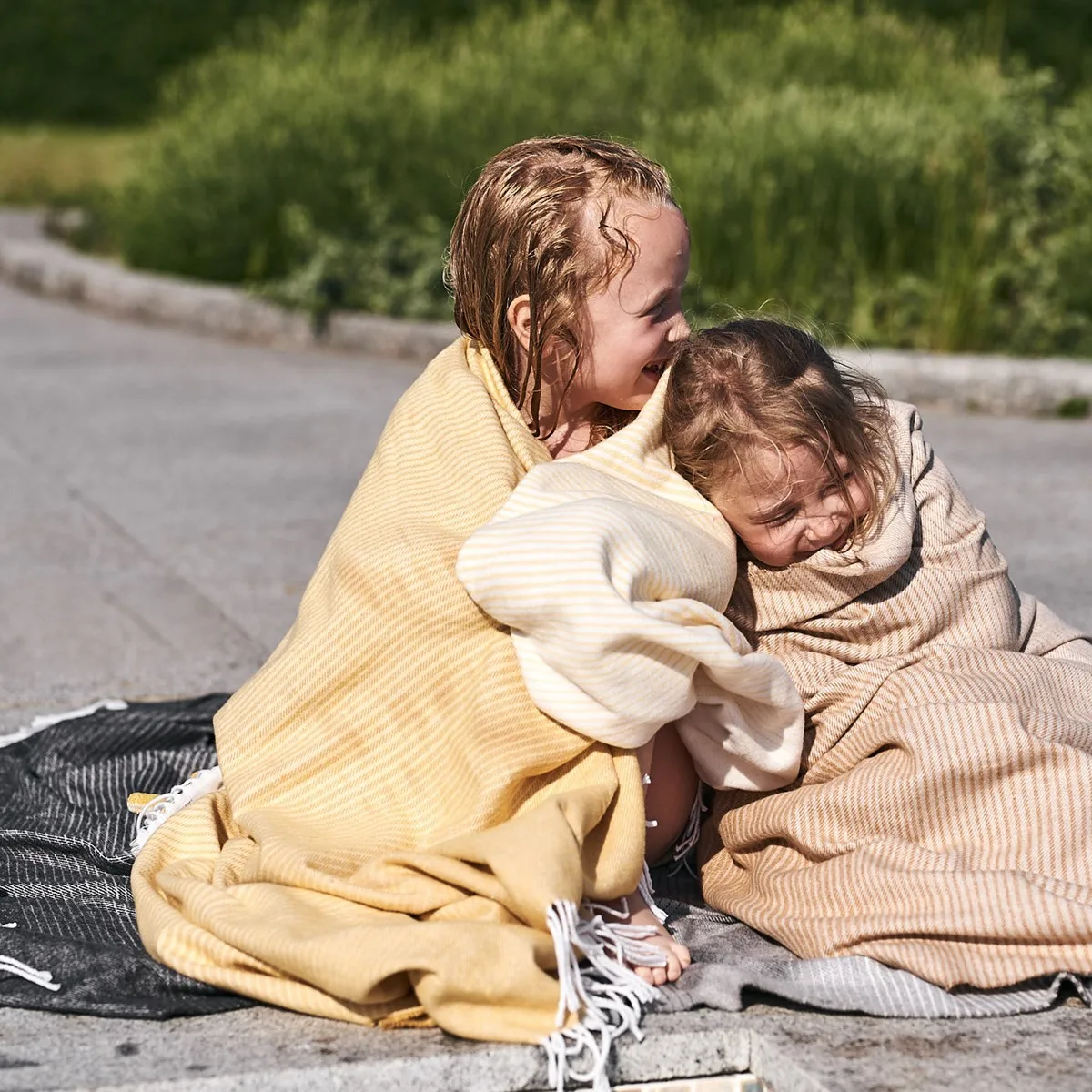 Pled bawełniany Mist, Piaskowy Scandi Living