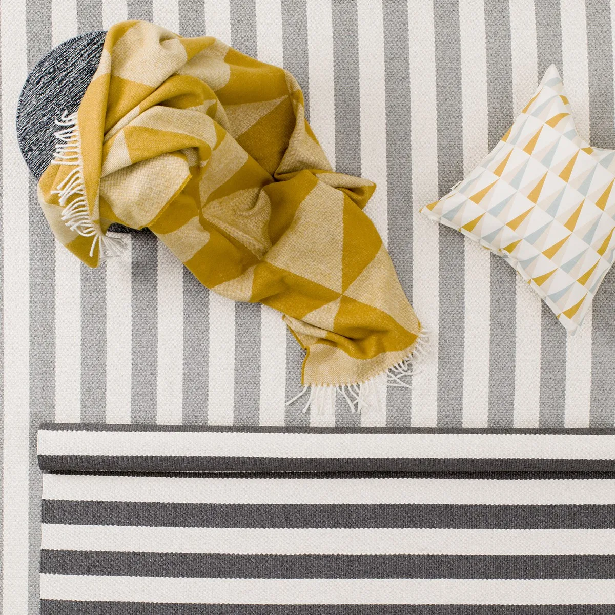 Pled bawełniany Rime, Mustard Scandi Living