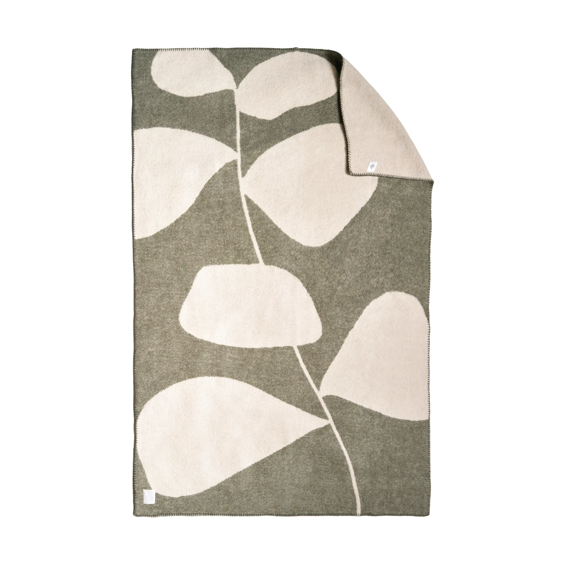 Pled wełniany Leaf 130x180 cm, Khaki zielony Scandi Living