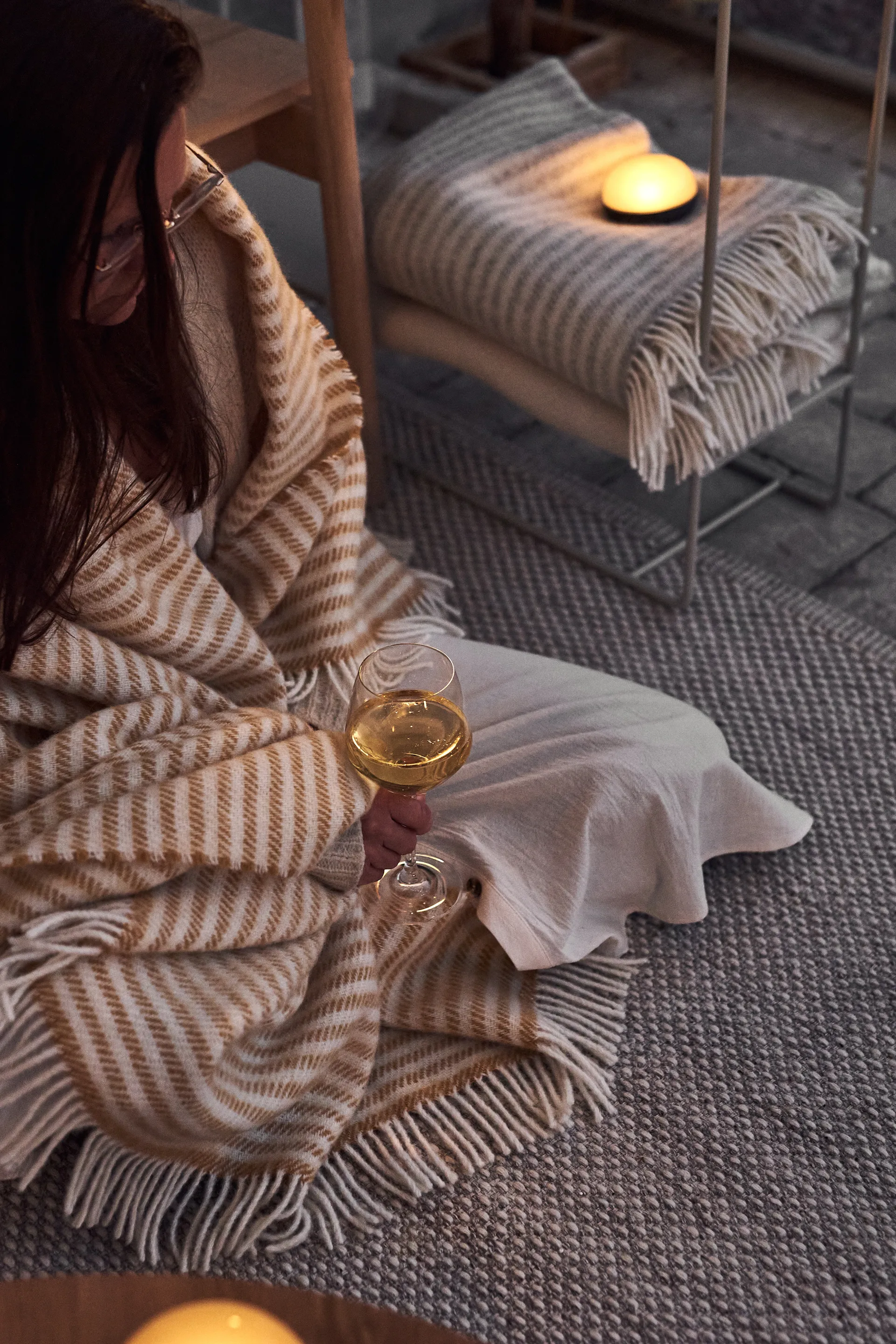 Pled wełniany Tidal 130x180 cm, Mustard Scandi Living