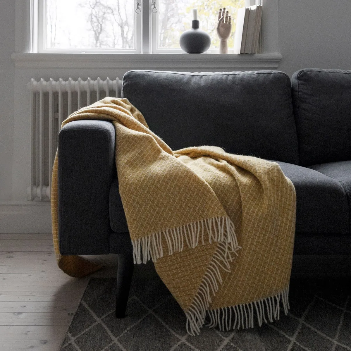 Pled wełniany Wicker, Mustard Scandi Living