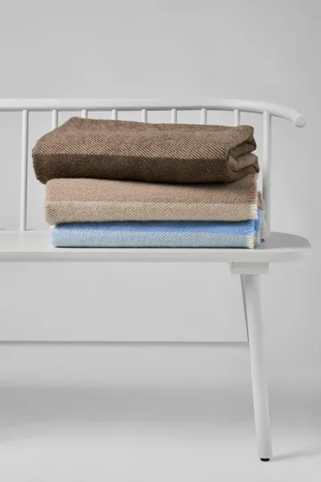 Row wełniany pled w paski - Beżowy, 120x185cm - Scandi Living