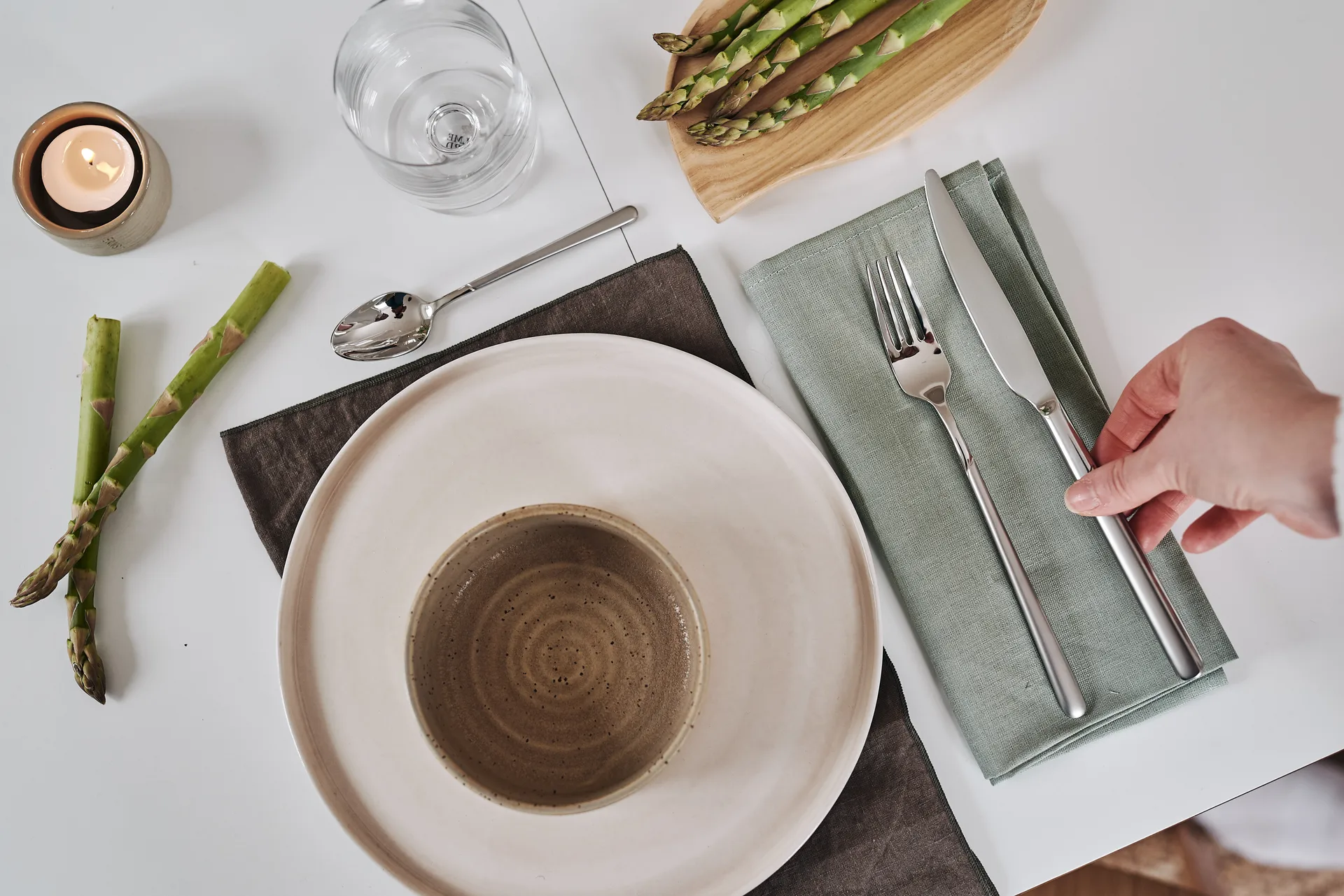 Serwetki lniane Clean 45x45 cm 4 szt, Dusty Green (zielone) Scandi Living