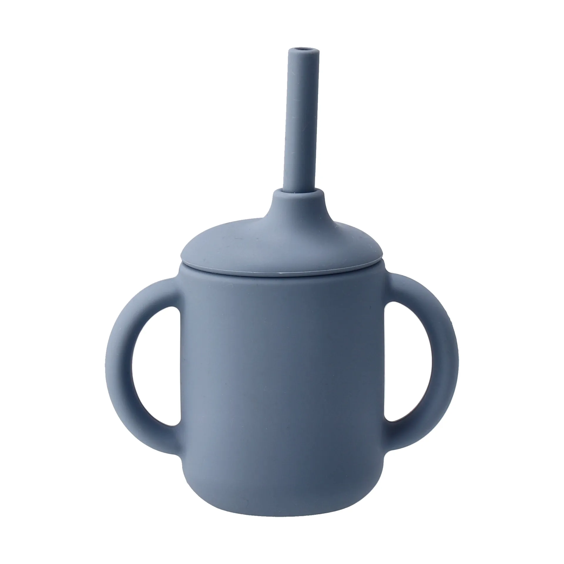 Silikonowy kubek Idun ze słomką 120 ml, Blue Scandi Living