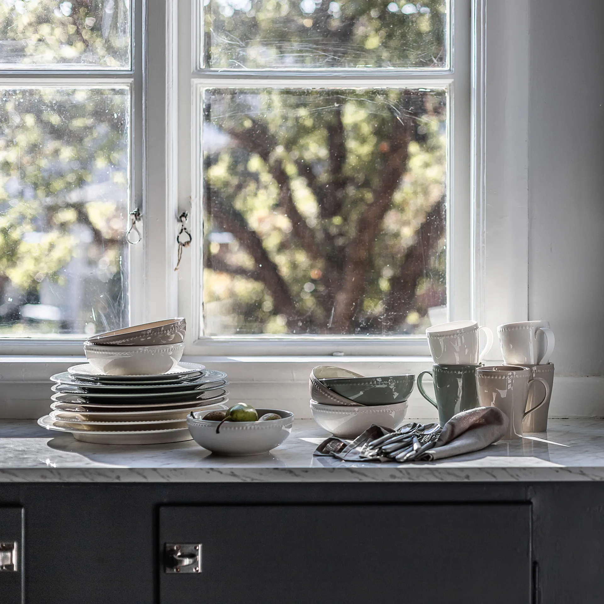 Talerz Dots 22 cm 4 szt. , Kremowy Scandi Living