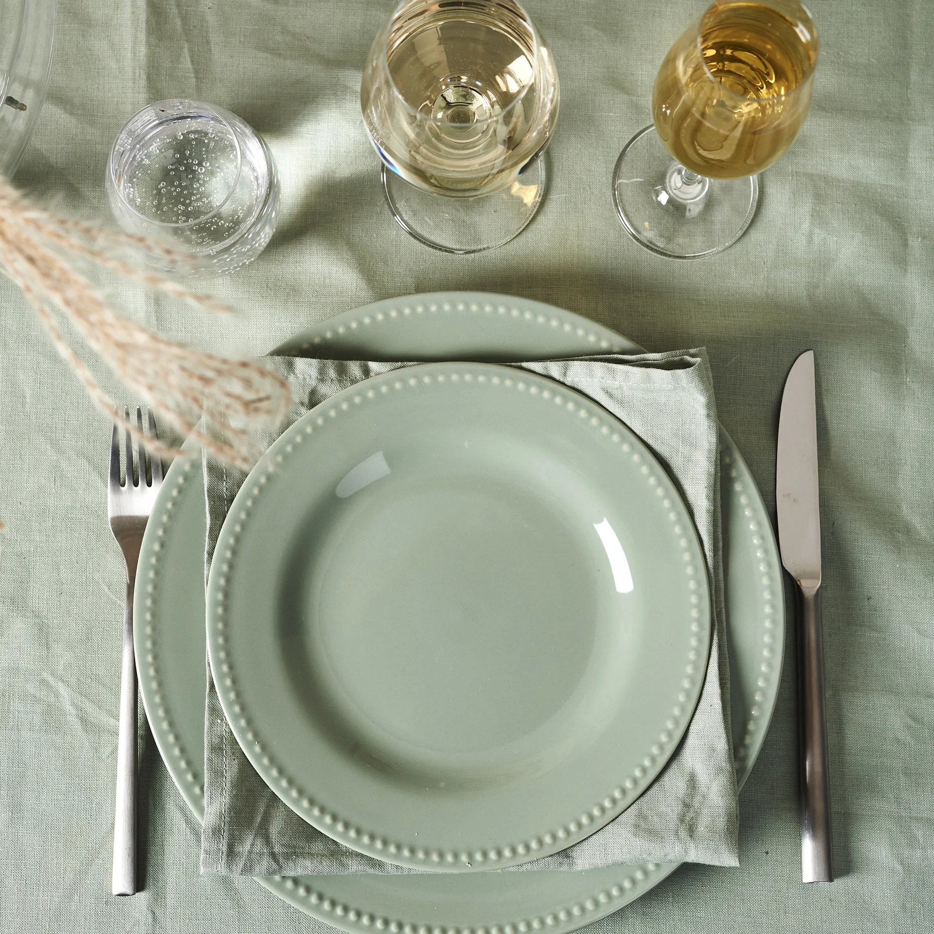 Talerz Dots 22 cm 4 szt. , Zielony Scandi Living