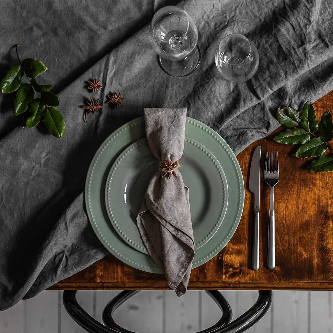 Talerz Dots 28 cm 4 szt., Zielony Scandi Living