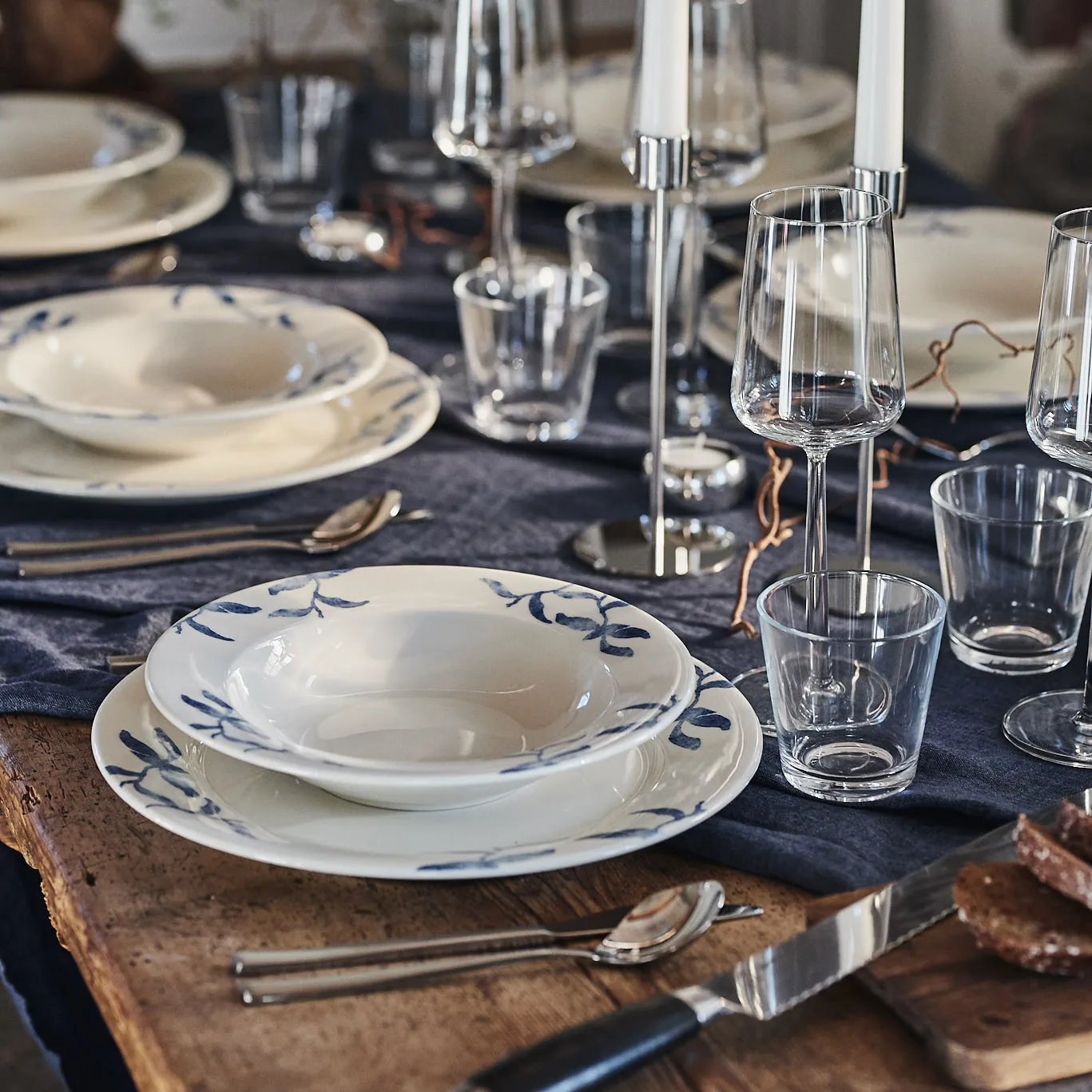 Talerz głęboki Havspil 23 cm 4-pak, niebiesko-biały Scandi Living