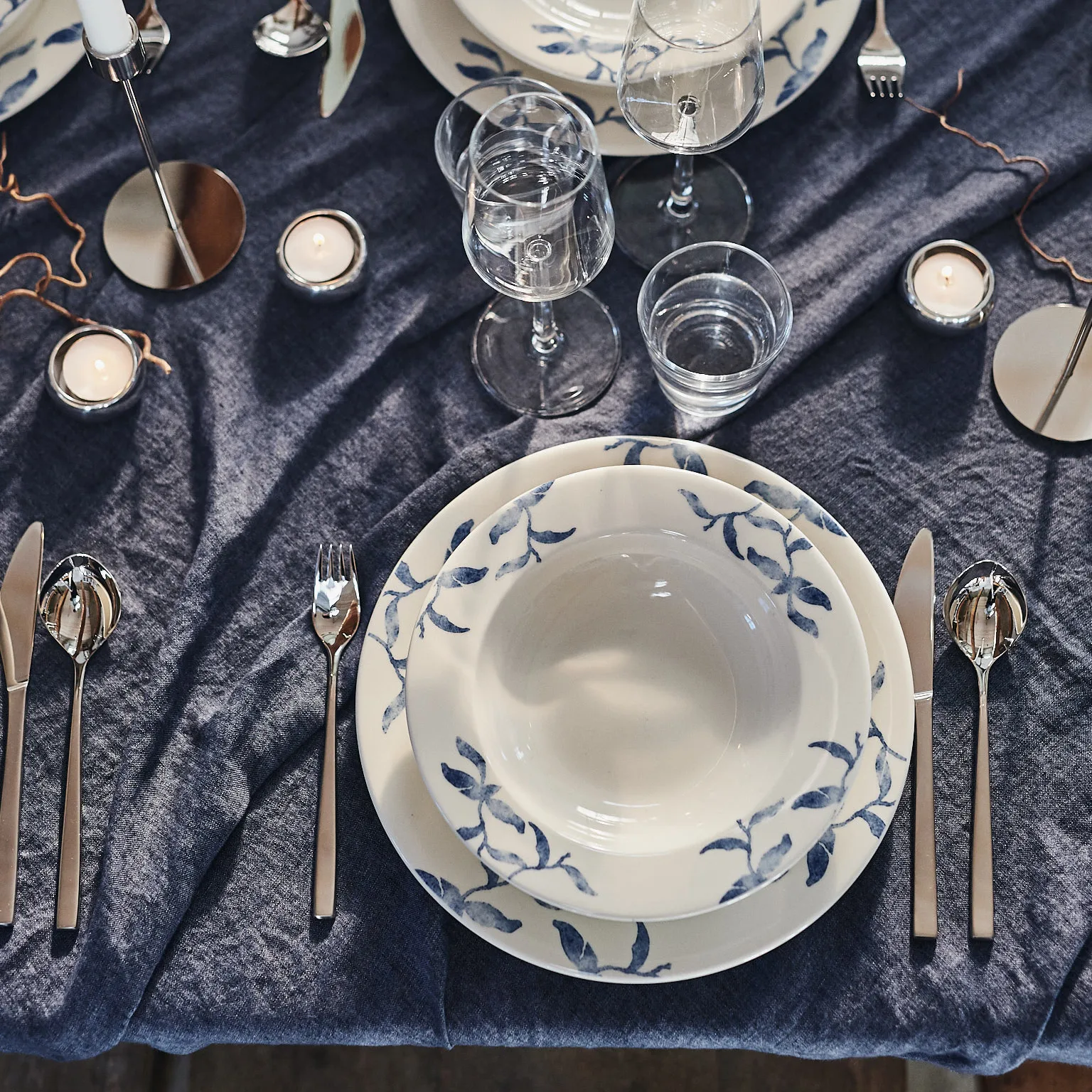 Talerz głęboki Havspil 23 cm 4-pak, niebiesko-biały Scandi Living