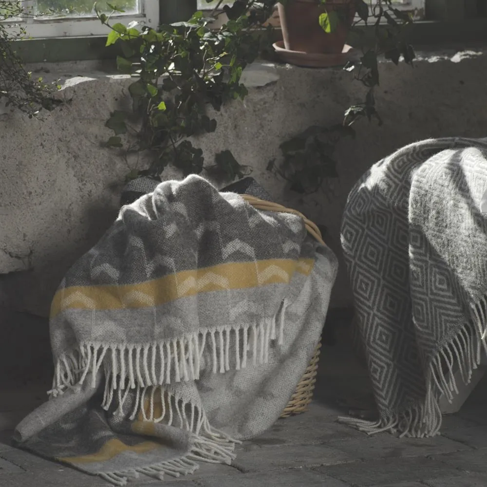 Wełniany koc Arrow, Mustard Scandi Living