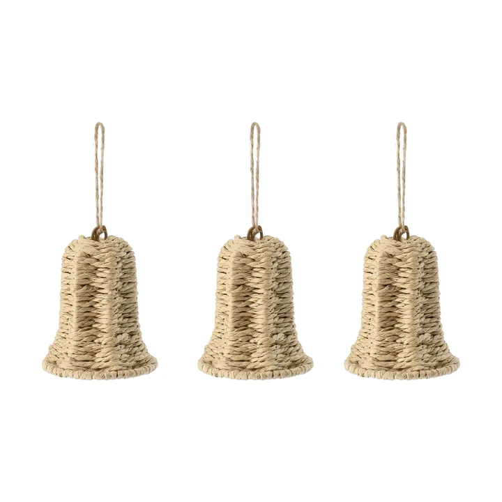 Zawieszka choinkowa dzwonek Twine, 3 szt. - Naturalny - Scandi Living